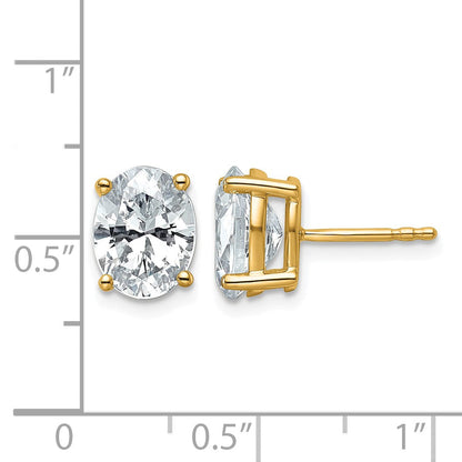 14K Gelbgold Ohrstecker mit 3 ct. im Labor gezüchteten Diamanten, VS/SI+ G+, oval, Solitär, komplett