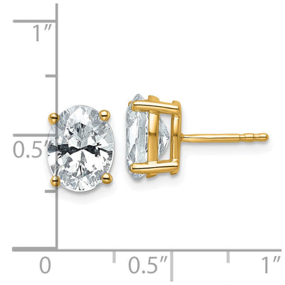 14K Gelbgold Ohrstecker mit 3 ct. im Labor gezüchteten Diamanten, VS/SI+ G+, oval, Solitär, komplett