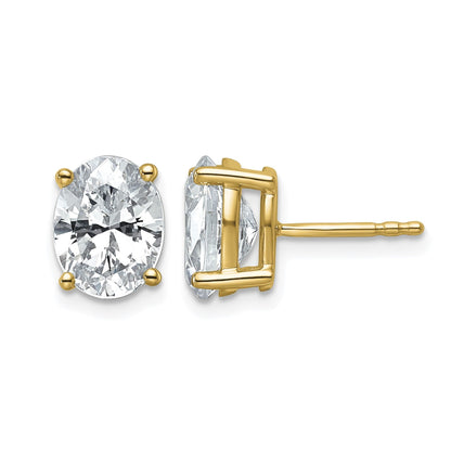 14K Gelbgold Ohrstecker mit 3 ct. im Labor gezüchteten Diamanten, VS/SI+ G+, oval, Solitär, komplett