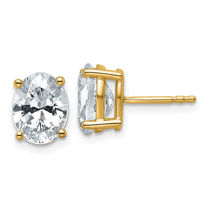14K Gelbgold Ohrstecker mit 3 ct. im Labor gezüchteten Diamanten, VS/SI+ G+, oval, Solitär, komplett