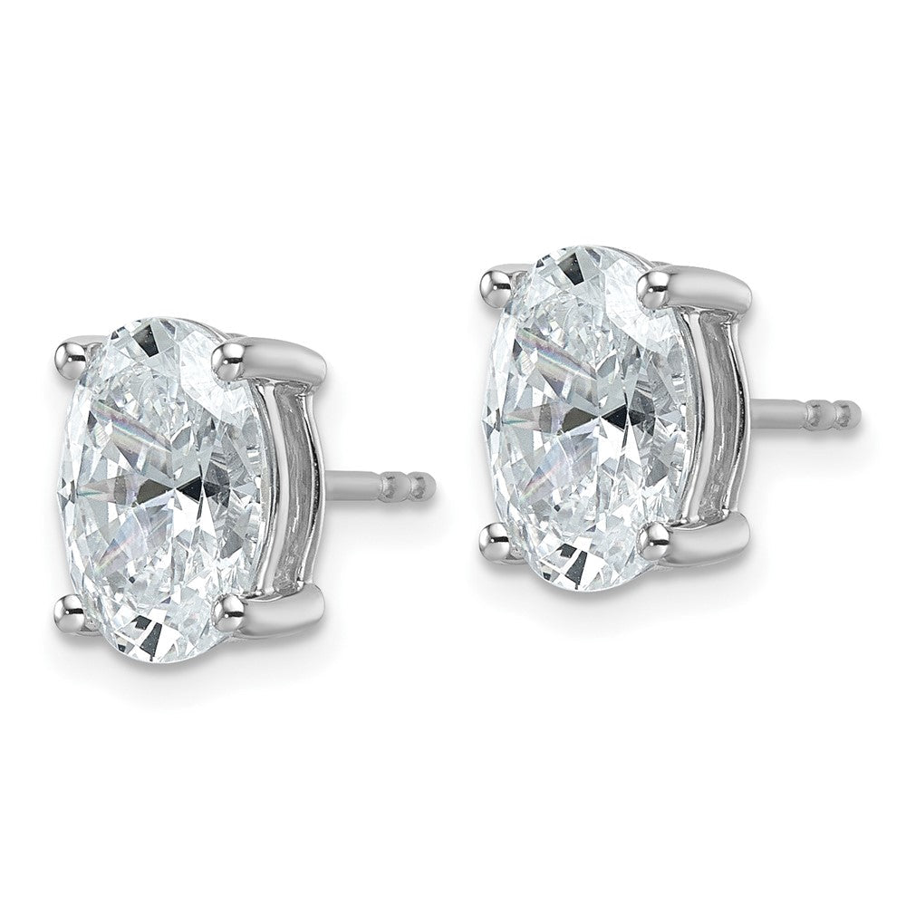 14K Weißgold Ohrstecker mit 4 ct. im Labor gezüchteten Diamanten, VS/SI+ G+, Oval, 4-Krappen-Fassung, schweres Gewicht