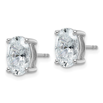 14K Weißgold Ohrstecker mit 4 ct. im Labor gezüchteten Diamanten, VS/SI+ G+, Oval, 4-Krappen-Fassung, schweres Gewicht