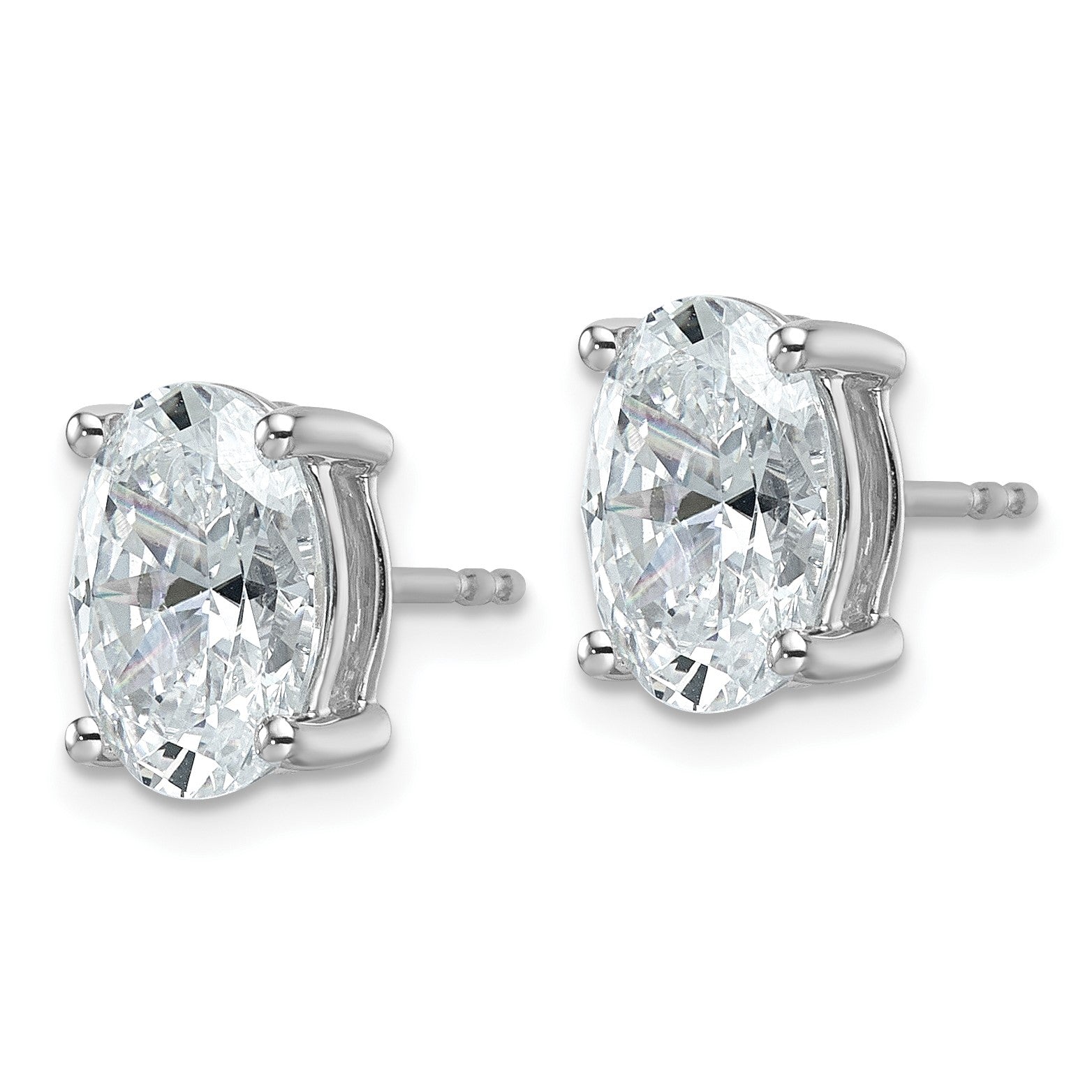 14K Weißgold Ohrstecker mit 4 ct. zertifizierten, im Labor gezüchteten Diamanten, VS/SI+ G+, Oval-Schliff, 4-Krappen-Fassung, hohes Gewicht