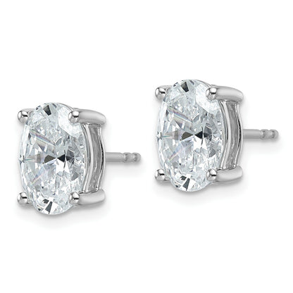 14K Weißgold Ohrstecker mit 4 ct. zertifizierten, im Labor gezüchteten Diamanten, VS/SI+ G+, Oval-Schliff, 4-Krappen-Fassung, hohes Gewicht