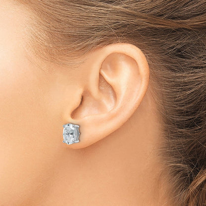 14K Weißgold Ohrstecker mit 4 ct. im Labor gezüchteten Diamanten, VS/SI+ G+, Oval, 4-Krappen-Fassung, schweres Gewicht