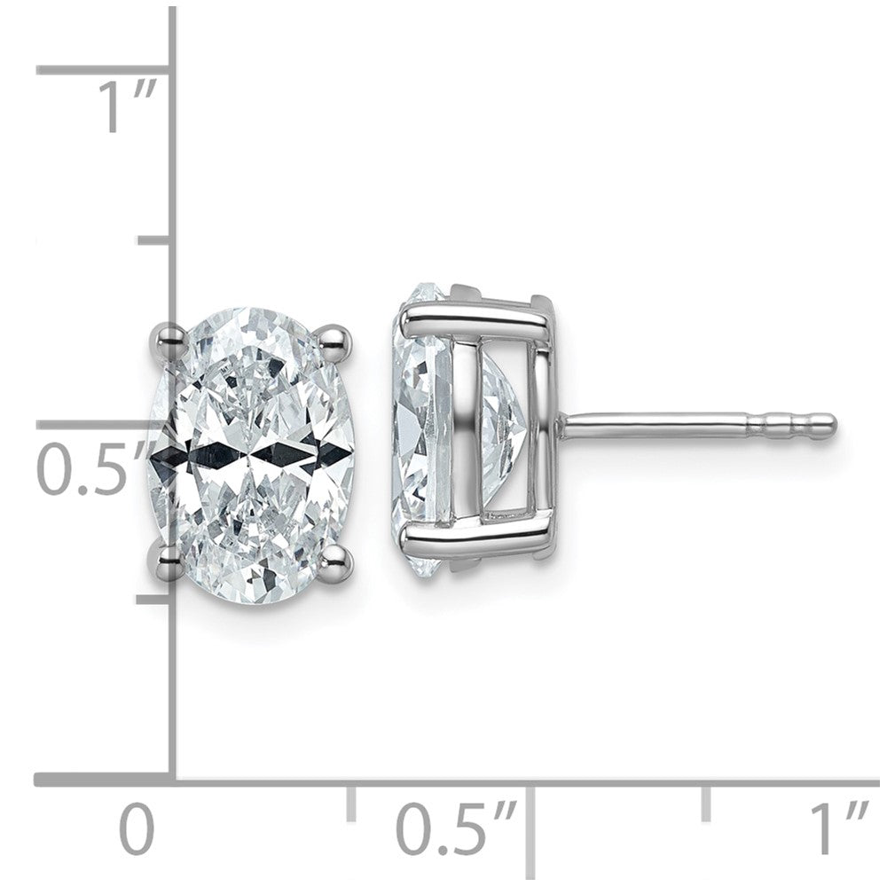 14K Weißgold Ohrstecker mit 4 ct. im Labor gezüchteten Diamanten, VS/SI+ G+, Oval, 4-Krappen-Fassung, schweres Gewicht
