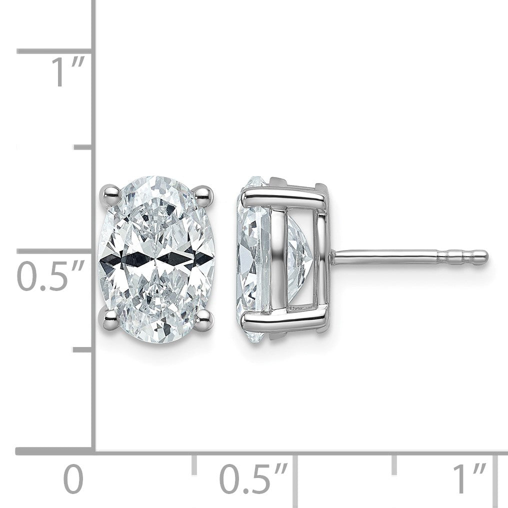 14K Weißgold Ohrstecker mit 4 ct. zertifizierten, im Labor gezüchteten Diamanten, VS/SI+ G+, Oval-Schliff, 4-Krappen-Fassung, hohes Gewicht
