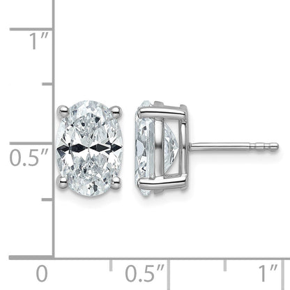 14K Weißgold Ohrstecker mit 4 ct. zertifizierten, im Labor gezüchteten Diamanten, VS/SI+ G+, Oval-Schliff, 4-Krappen-Fassung, hohes Gewicht
