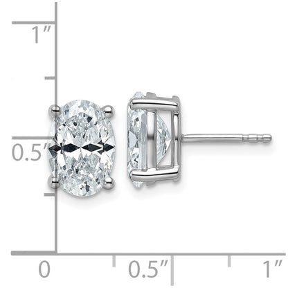 14K Weißgold Ohrstecker mit 4 ct. zertifizierten, im Labor gezüchteten Diamanten, VS/SI+ G+, Oval-Schliff, 4-Krappen-Fassung, hohes Gewicht