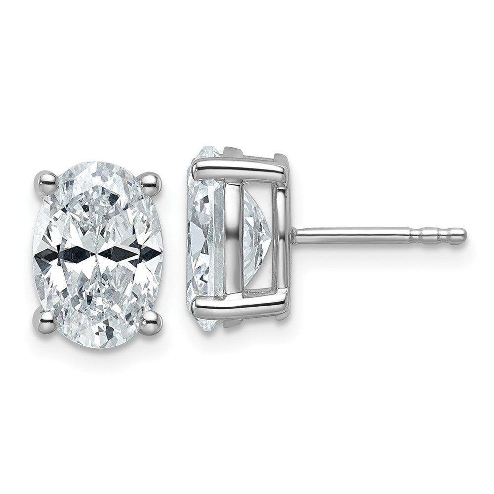 14K Weißgold Ohrstecker mit 4 ct. im Labor gezüchteten Diamanten, VS/SI+ G+, Oval, 4-Krappen-Fassung, schweres Gewicht