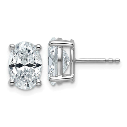 14K Weißgold Ohrstecker mit 4 ct. im Labor gezüchteten Diamanten, VS/SI+ G+, Oval, 4-Krappen-Fassung, schweres Gewicht