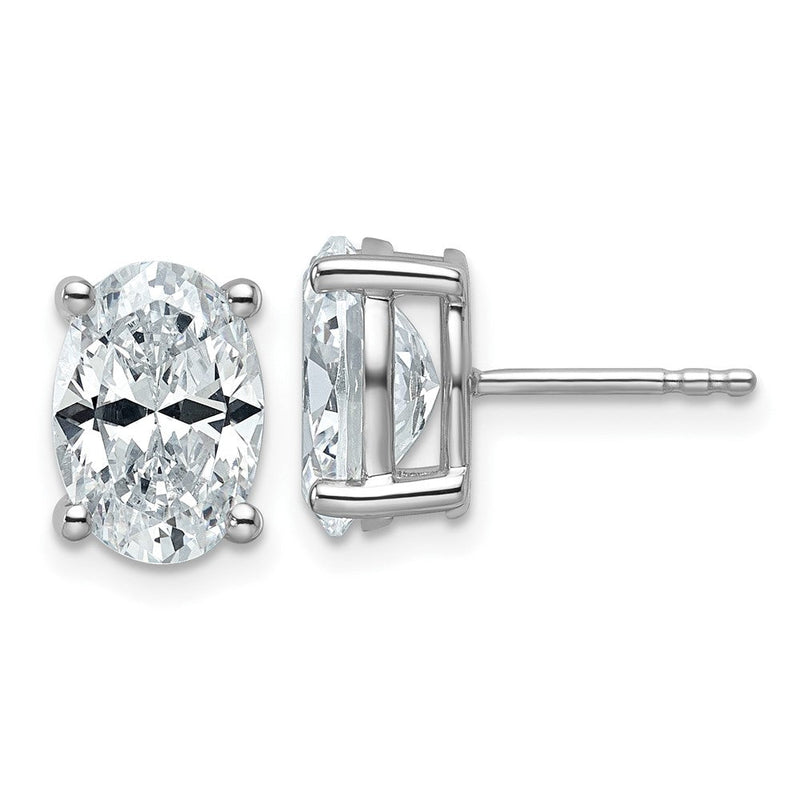 14K Weißgold Ohrstecker mit 4 ct. im Labor gezüchteten Diamanten, VS/SI+ G+, Oval, 4-Krappen-Fassung, schweres Gewicht