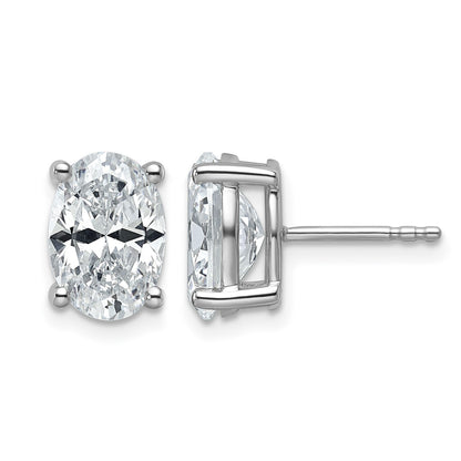 14K Weißgold Ohrstecker mit 4 ct. zertifizierten, im Labor gezüchteten Diamanten, VS/SI+ G+, Oval-Schliff, 4-Krappen-Fassung, hohes Gewicht