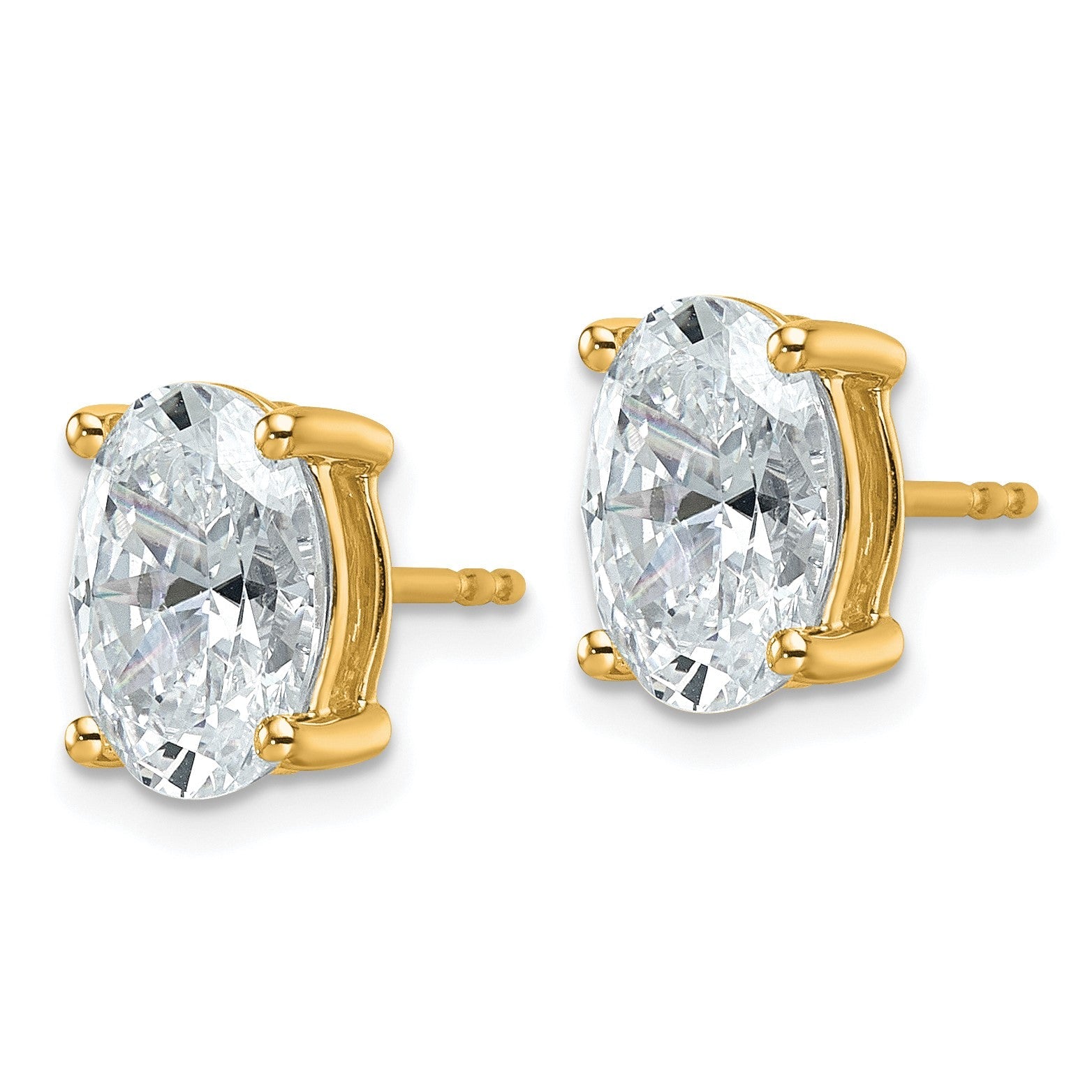14K Gelbgold 4 ct. Zertifizierte Im Labor Gezüchtete Diamant-Ohrstecker VS/SI+ G+ Oval 4-Krappen-Fassung Schweres Gewicht