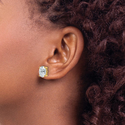 14K Gelbgold Ohrstecker mit 4 ct. im Labor gezüchteten Diamanten, VS/SI+ G+, Oval-Solitär, komplett