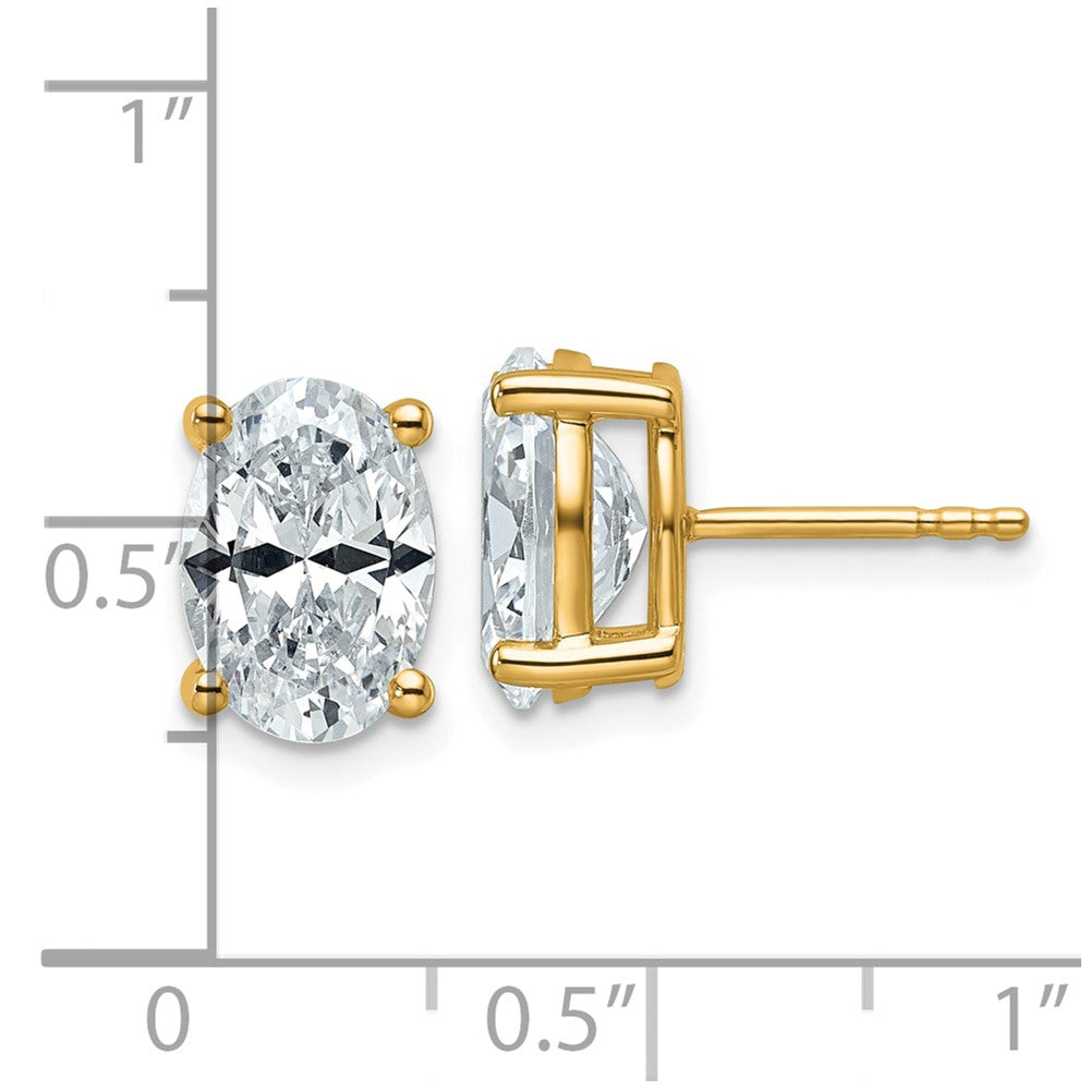 14K Gelbgold Ohrstecker mit 4 ct. im Labor gezüchteten Diamanten, VS/SI+ G+, Oval-Solitär, komplett