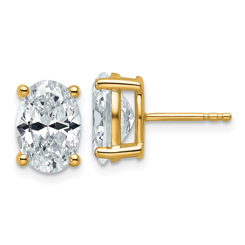 14K Gelbgold Ohrstecker mit 4 ct. im Labor gezüchteten Diamanten, VS/SI+ G+, Oval-Solitär, komplett