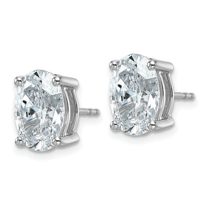 14K Weißgold Ohrstecker mit zertifizierten laborgezüchteten Diamanten, 5 ct., VS/SI+ G+, Oval, 4-Krappen-Fassung, schwere Ausführung