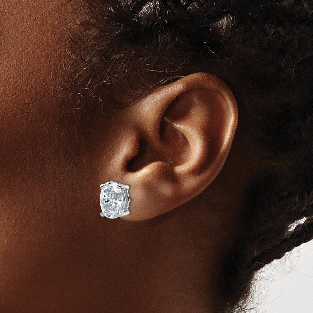 14K Weißgold Ohrstecker mit zertifizierten laborgezüchteten Diamanten, 5 ct., VS/SI+ G+, Oval, 4-Krappen-Fassung, schwere Ausführung