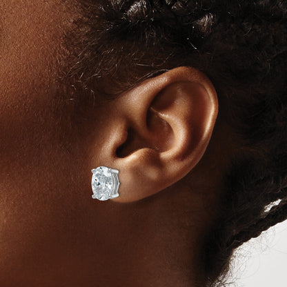 14K Weißgold Ohrstecker mit zertifizierten laborgezüchteten Diamanten, 5 ct., VS/SI+ G+, Oval, 4-Krappen-Fassung, schwere Ausführung