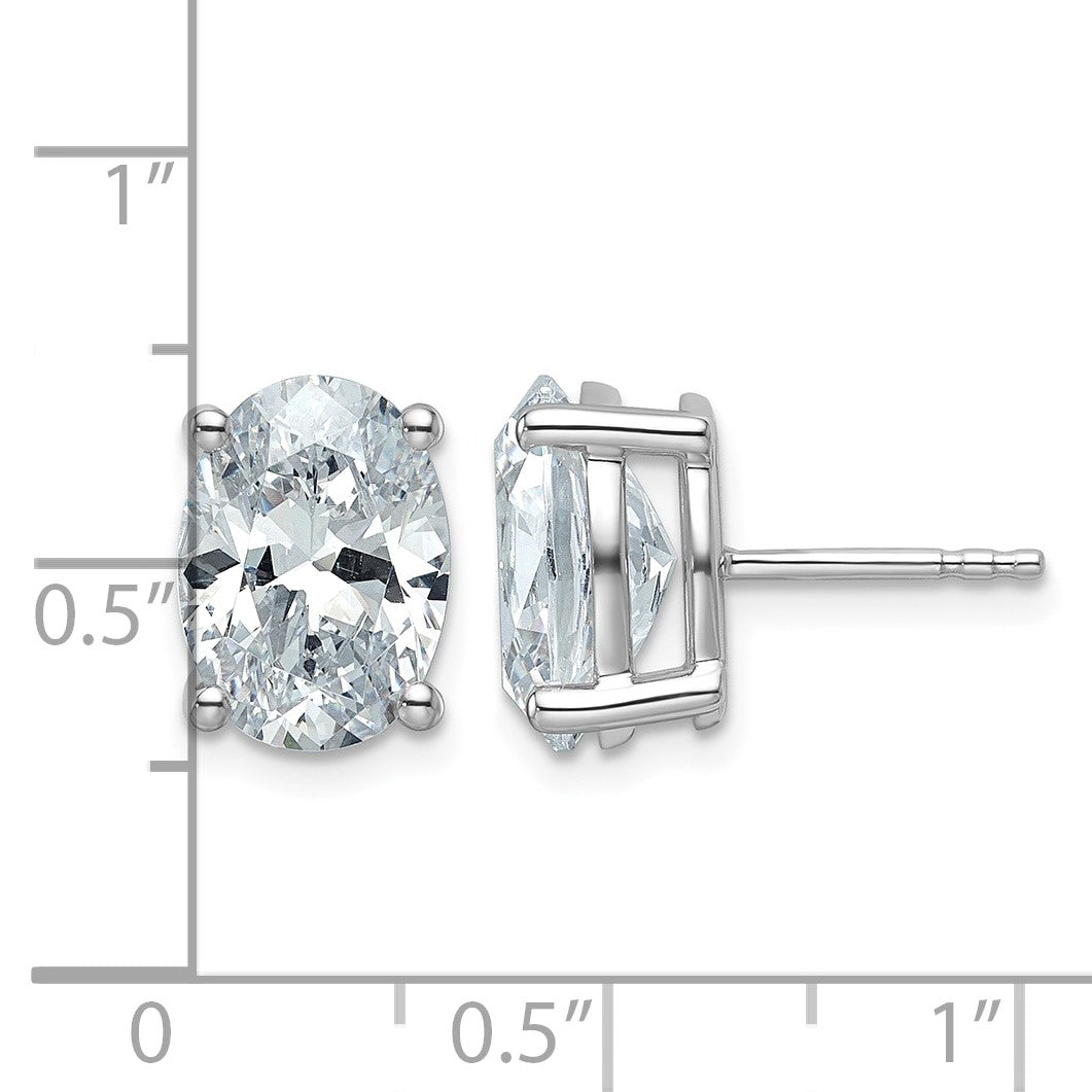 14K Weißgold Ohrstecker mit zertifizierten laborgezüchteten Diamanten, 5 ct., VS/SI+ G+, Oval, 4-Krappen-Fassung, schwere Ausführung