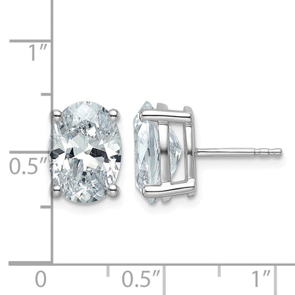 14K Weißgold Ohrstecker mit zertifizierten laborgezüchteten Diamanten, 5 ct., VS/SI+ G+, Oval, 4-Krappen-Fassung, schwere Ausführung