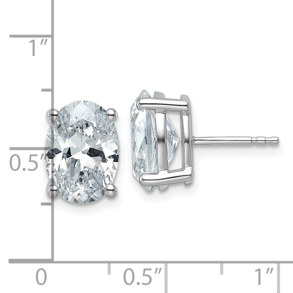 14K Weißgold Ohrstecker mit zertifizierten laborgezüchteten Diamanten, 5 ct., VS/SI+ G+, Oval, 4-Krappen-Fassung, schwere Ausführung