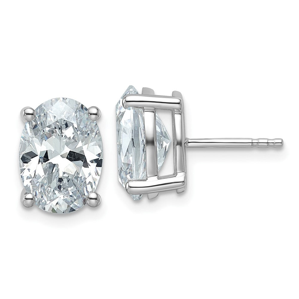 14K Weißgold Ohrstecker mit zertifizierten laborgezüchteten Diamanten, 5 ct., VS/SI+ G+, Oval, 4-Krappen-Fassung, schwere Ausführung