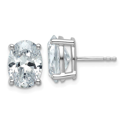 14K Weißgold Ohrstecker mit zertifizierten laborgezüchteten Diamanten, 5 ct., VS/SI+ G+, Oval, 4-Krappen-Fassung, schwere Ausführung