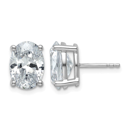 14K Weißgold Ohrstecker mit zertifizierten laborgezüchteten Diamanten, 5 ct., VS/SI+ G+, Oval, 4-Krappen-Fassung, schwere Ausführung