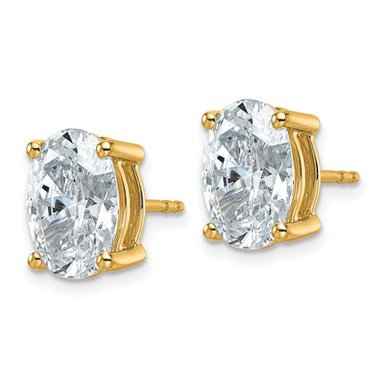 14K Gelbgold 5 ct. Laborgezüchtete Diamanten VS/SI+ G+ Oval 4-Krappen-Fassung Schweres Gewicht Ohrstecker