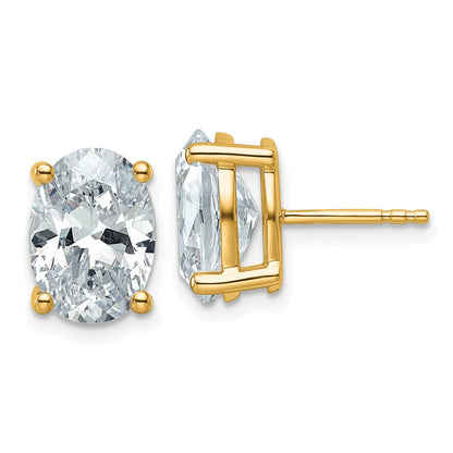 14K Gelbgold 5 ct. Laborgezüchtete Diamanten VS/SI+ G+ Oval 4-Krappen-Fassung Schweres Gewicht Ohrstecker