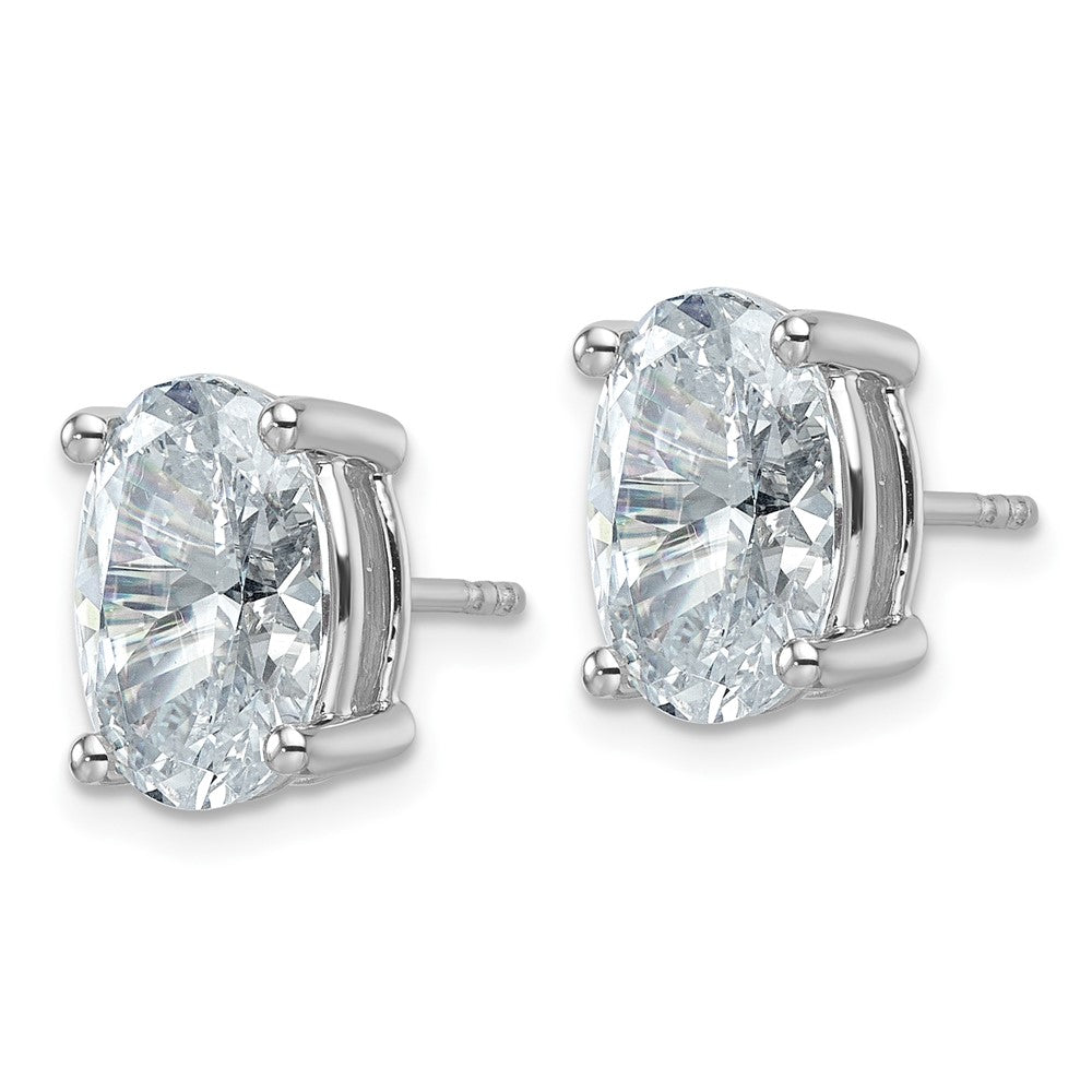 14K Weißgold Ohrstecker mit 6 ct. im Labor gezüchteten Diamanten, VS/SI+ G+, Oval, 4-Krappen-Fassung, Schwergewicht