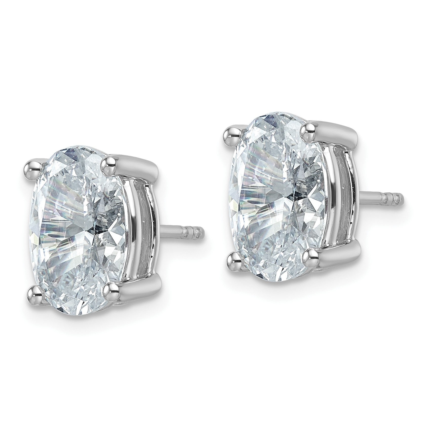 14K Weißgold Zertifizierte Im Labor Gezüchtete Diamant-Ohrstecker, 6 ct., VS/SI+, G+, Oval, 4-Krappen-Fassung, Schweres Gewicht