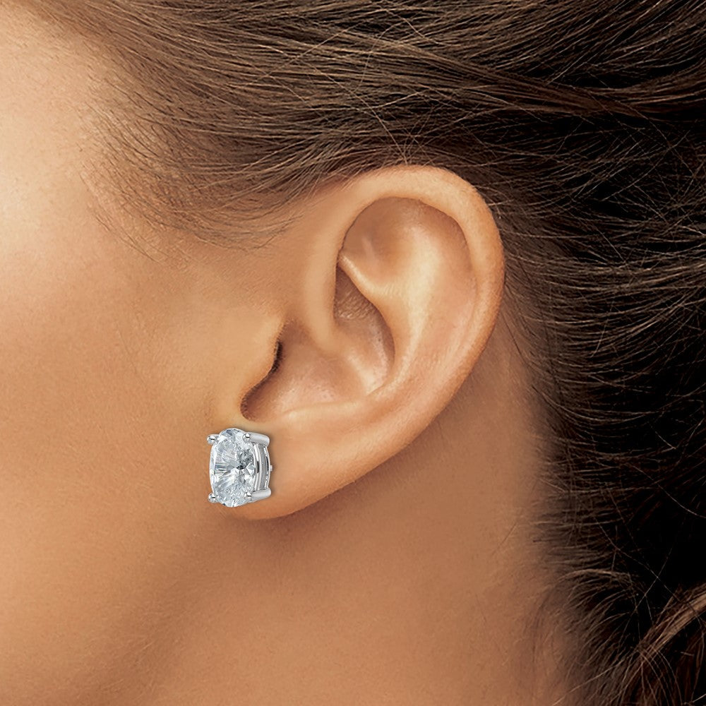 14K Weißgold Ohrstecker mit 6 ct. im Labor gezüchteten Diamanten, VS/SI+ G+, Oval, 4-Krappen-Fassung, Schwergewicht