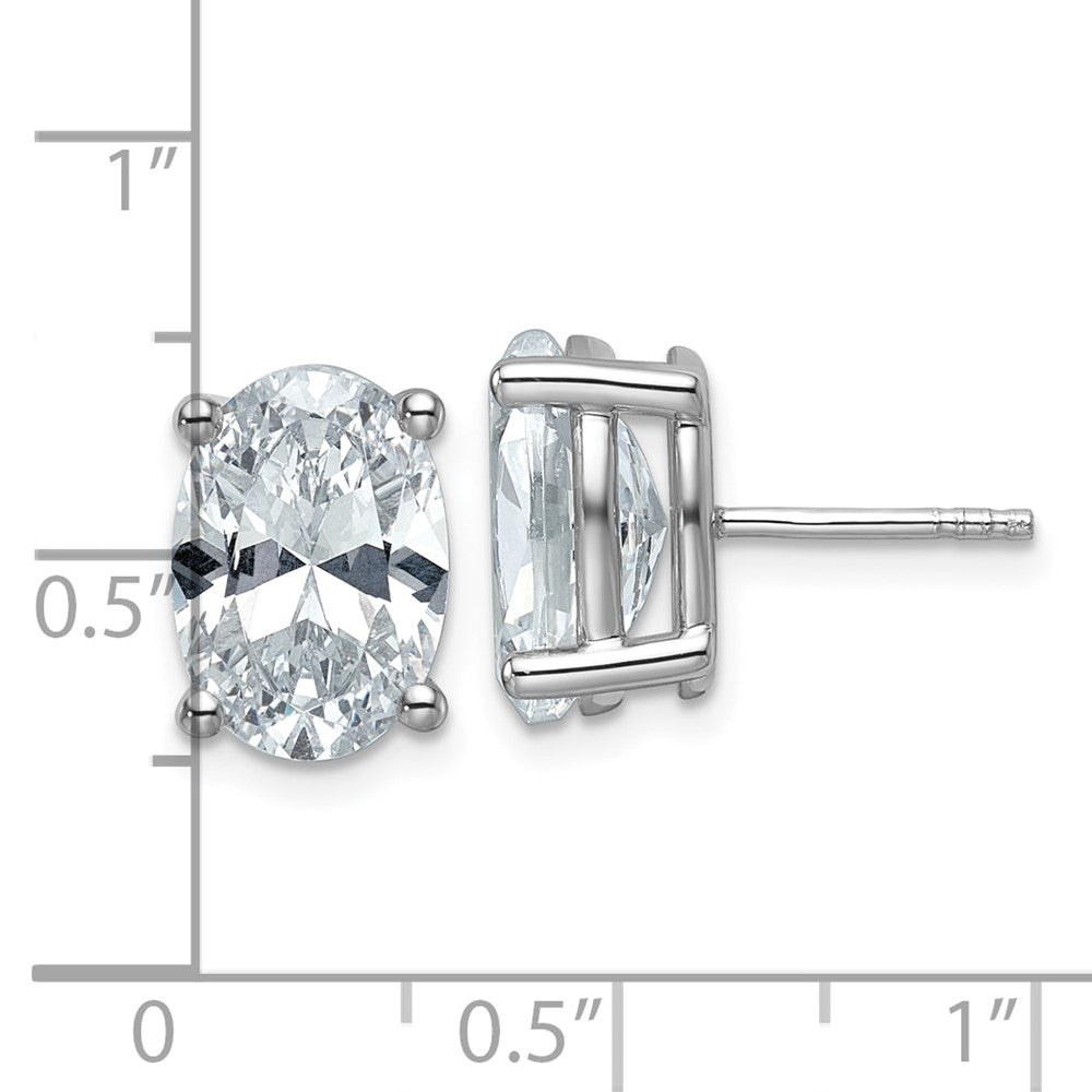 14K Weißgold Ohrstecker mit 6 ct. im Labor gezüchteten Diamanten, VS/SI+ G+, Oval, 4-Krappen-Fassung, Schwergewicht