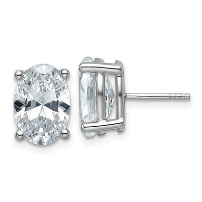 14K Weißgold Ohrstecker mit 6 ct. im Labor gezüchteten Diamanten, VS/SI+ G+, Oval, 4-Krappen-Fassung, Schwergewicht
