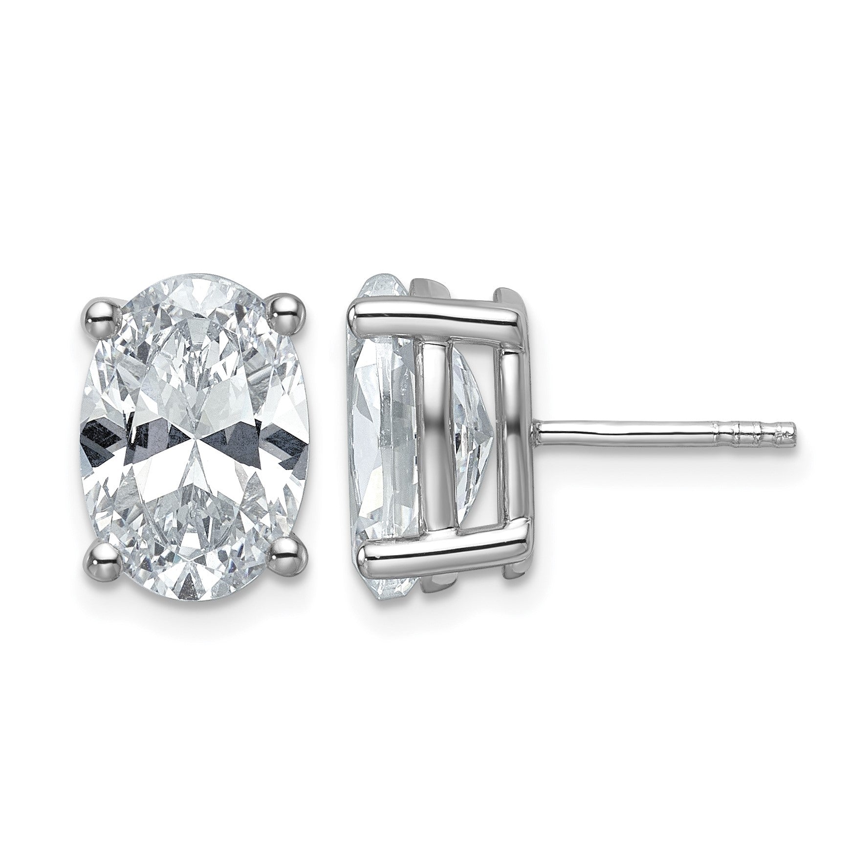 14K Weißgold Zertifizierte Im Labor Gezüchtete Diamant-Ohrstecker, 6 ct., VS/SI+, G+, Oval, 4-Krappen-Fassung, Schweres Gewicht