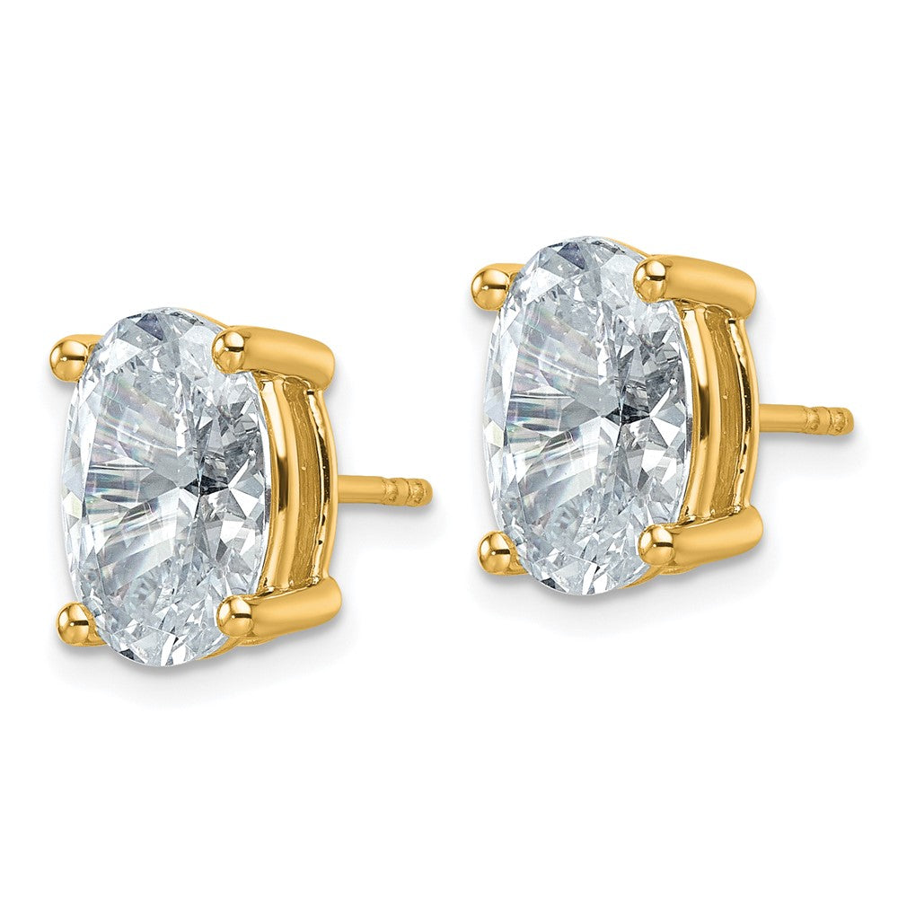 14K Gelbgold 6 ct. Zertifizierte Laborgezüchtete Diamant VS/SI+ G+ Oval 4-Krappen Extra Schwer Ohrstecker