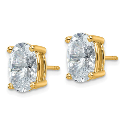 14K Gelbgold 6 ct. Zertifizierte Laborgezüchtete Diamant VS/SI+ G+ Oval 4-Krappen Extra Schwer Ohrstecker
