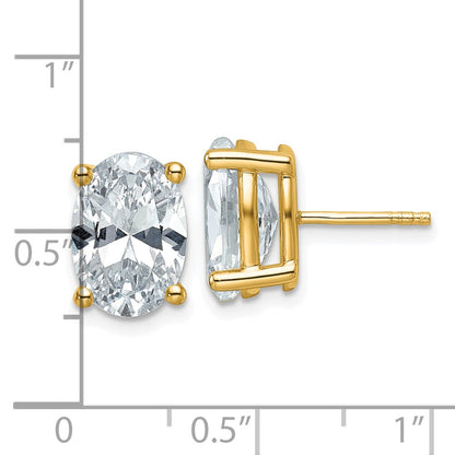 14K Gelbgold 6 ct. Zertifizierte Laborgezüchtete Diamant VS/SI+ G+ Oval 4-Krappen Extra Schwer Ohrstecker