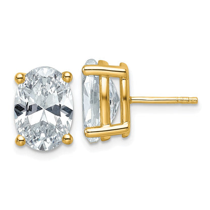 14K Gelbgold 6 ct. Zertifizierte Laborgezüchtete Diamant VS/SI+ G+ Oval 4-Krappen Extra Schwer Ohrstecker