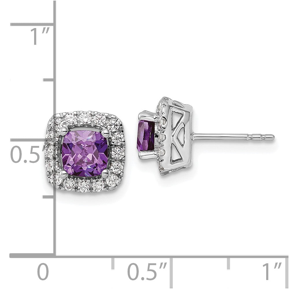 14K Weißgold Ohrstecker mit Amethyst-Februar-Geburtsstein und 0,375 ct. im Labor gezüchteten Diamanten VS/SI+ G+ im Halo-Design