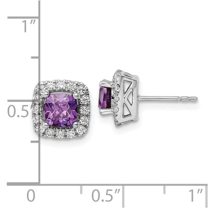14K Weißgold Ohrstecker mit Amethyst-Februar-Geburtsstein und 0,375 ct. im Labor gezüchteten Diamanten VS/SI+ G+ im Halo-Design