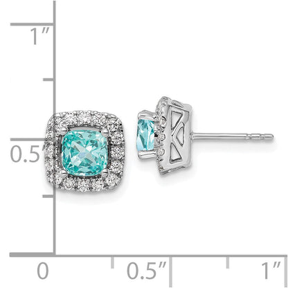 Pure Serenity 14K Weißgold Ohrstecker mit 0,375 ct. im Labor gezüchteten Diamanten VS/SI+ G+ und im Labor gezüchtetem Paraiba-Turmalin, Halo-Fassung