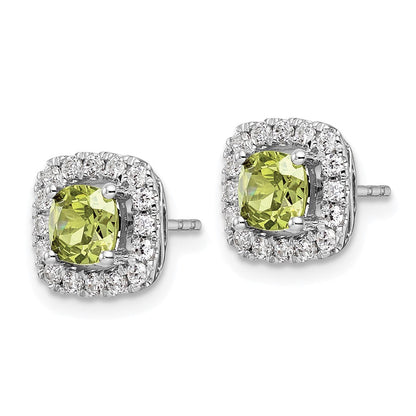 14K Weißgold Ohrstecker mit Halo aus Labor gezüchteten Diamanten, 0,375 ct., VS/SI+ G+, Peridot-Geburtsstein für August