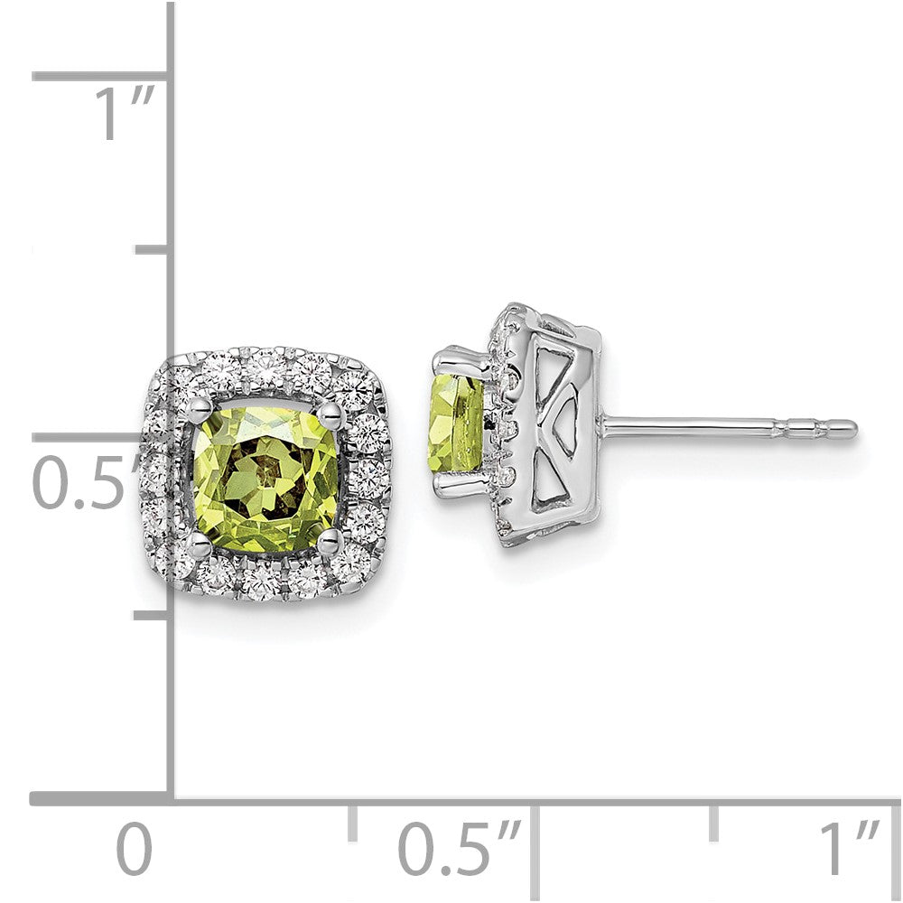 14K Weißgold Ohrstecker mit Halo aus Labor gezüchteten Diamanten, 0,375 ct., VS/SI+ G+, Peridot-Geburtsstein für August