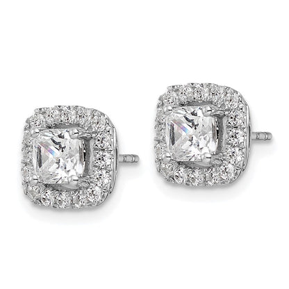 14K Weißgold 0,375 ct. Laborgezüchtete Diamanten VS/SI+ G+ Weißer Saphir April-Geburtsstein Halo-Ohrstecker