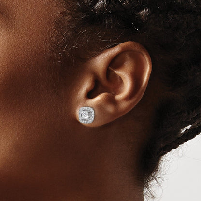 14K Weißgold 0,375 ct. Laborgezüchtete Diamanten VS/SI+ G+ Weißer Saphir April-Geburtsstein Halo-Ohrstecker