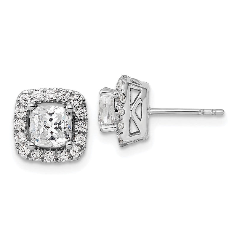 14K Weißgold 0,375 ct. Laborgezüchtete Diamanten VS/SI+ G+ Weißer Saphir April-Geburtsstein Halo-Ohrstecker
